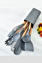 11-Piece Silicone Serving Set with Bamboo Handles - Ladle, Colander, Tongs, Spatula Set - Fireproof Silicone Set - 3