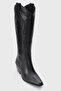 Pietro Black Skin Genuine Leather Women's Western Boots - 3