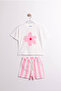Pink Striped Shorts Comfortable Set - 2