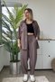 Linen Textured Brown Shirt Pants Set