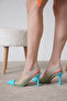 Vanessa Turquoise Mind Transparent Detailed Heeled Shoes Stiletto - 5