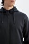 Regular Fit Hooded Soft Fleece Inside Pocketed Basic Plain Zippered Sweatshirt X8331Az24Au - 5