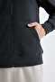Regular Fit Hooded Soft Fleece Inside Pocketed Basic Plain Zippered Sweatshirt X8331Az24Au - 6