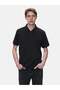 Lozoko Black Men's Polo Neck Short Sleeve Regular T-Shirt 1225841886089200 - 2
