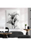 Hari̇kabi̇rev | Gray-White-Black Color Abstract Flower 01 | Framed Tempered Glass Table Single Vertical