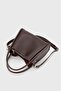 Women's Brown Three Compartment Special Design Faux Leather Hand and Shoulder Bag - 3