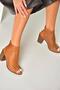 U 555024803   Tan Genuine Leather Thick Heeled Women's Shoes