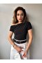 Gathered Short Sleeve One Shoulder Blouse - 3