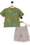 Baby Boy Summer Dinosaur Printed 6-9-12-18-24 Months Baby Suit with Trophy Pocket Shorts - 3
