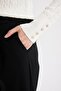 Regular Fit Crew Neck Hair Braided Button Black Knitwear Sweater X7713Az24Wn - 5