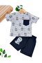 Baby Boy Summer Printed Pocket 6-9-12-18-24 Months Shorts Set - 2