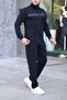Navy Blue Classic Tracksuit Set with Appliqué Embroidery Detail - 2