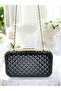 Black Luxury Patent Leather Quilted Patterned Women's Evening Bag - 4