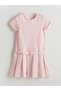 Lcw Kids Pink Crew Neck Pleated Girl's Dress - 3