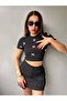 Bow-Tie Camisole Black Crop Blouse - 5