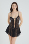 Siyah Pencere/Cut Out Detaylı Külotlu Dantelli Kapsız Örme Babydoll/Fantezi Gecelik THMSS25CY00004