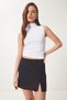 Women's Black Slit Mini Woven Shorts Skirt Wf00098