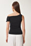 Women's Black Gather Detailed Knitted Blouse Zv00275 - 5