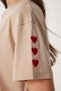 Women's Biscuit Heart Embroidered Cotton Knitted T-Shirt Mp00032 - 7