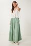 Women's Green Wrinkled Effect Summer Flared Woven Skirt Dd01347