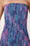 Women's Purple Pink Patterned Strapless Midi Knitted Dress Wo00048 - 5