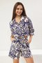 Multicolor Ethnic Pattern Shirt Shorts Woven Bottom-Top Suit Twoss25Au00025