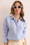 Women's Baby Blue Stylish Woven Shirt with Transparent Detail Gml- 19001312 - 5