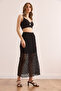 Women's Black Lined Asymmetrical Stitched Lace Skirt Etk-19000309 - 5