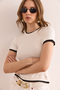 Women's Ecru Garnished Soft Textured Crop T-Shirt Tsh- 19000872 - 5