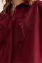 Women's Burgundy Front Accessory Hidden Placket Crop Shirt Gml- 19001314 - 5
