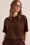 Women's Bitter Brown Print Stone Detailed Regular Fit T-Shirt Tsh- 19000831 - 4