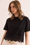 Women's Black Skirt Guipure Detailed T-Shirt Tsh- 19000873 - 5