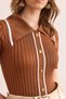 Women's Camel Hair Polo Neck Button Detailed Crop Knitwear Blouse Blz- 19002642 - 6