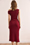 Women's Burgundy One Shoulder Textured Midi Dress Elb- 19002365 - 6
