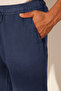 Lacivert %100 Keten Regular Fit Pantolon TMNSS24PL00018 - 10