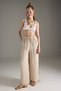 Stone Color Woven Binding Detail 100% Cotton Beach High Waist Pants Tbess25Pl00008 - 3