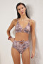 Batik Desenli Cut Out Detaylı Üçgen Kaplı Regular Yüksek Bel Bikini Takımı TBESS25BT00170