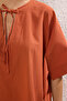 Kiremit Dokuma %100 Pamuk Maxi Plaj Elbise TBESS25EL00057 - 4