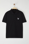 Siyah Regular/Normal Kesim Kartal Nakış Detaylı Polo Yaka T-shirt TMNSS25PO00017 - 3