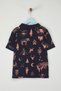 Navy Blue Male Child 100% Cotton Forest Printed Polo Neck Short Sleeve Knitted T-Shirt Tkdss25Ts00083 - 4