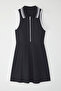 Lacivert Micro Kumaş Fermuar ve Biye Detaylı Tenis Örme Spor Elbise THMSS25EL00005 - 5