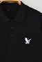 Siyah Regular/Normal Kesim Kartal Nakış Detaylı Polo Yaka T-shirt TMNSS25PO00017 - 4