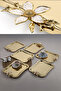 6 Pieces of Italian Model Daisy Rose Motif Coffee-Tea Presentation and Serving Tray 27X22 cm