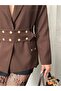 Women's Belt Snap Detailed Special Design Blazer Jacket - 3