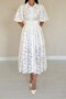 Ecru Belted Balloon Sleeve Dress - 4