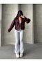 Balloon Sleeve Claret Red Leather Jacket - 3
