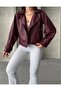 Balloon Sleeve Claret Red Leather Jacket
