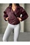 Balloon Sleeve Claret Red Leather Jacket - 4