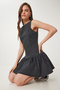 Frilly Mini Denim Dress Anthracite Lhc0011 - 5