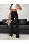 Recuperative Wide Belted Flared Leg Cotton High Waist Pocketless Rib Pants - 6